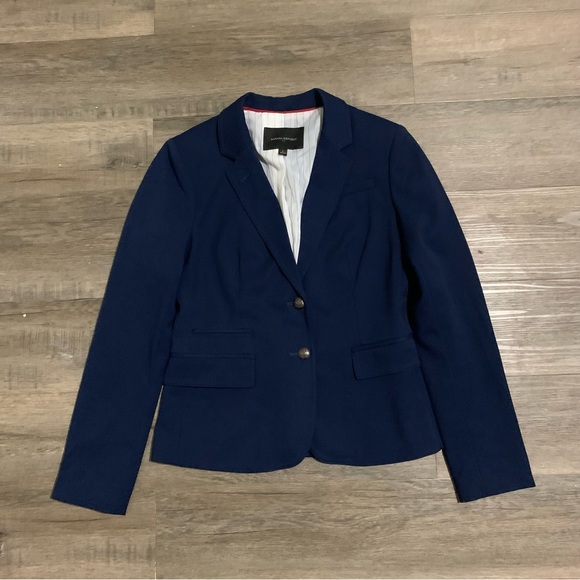 Banana Republic Preppy red collar BlazerJacket BasicTwo buttons navy career US 2 - Picture 3 of 10